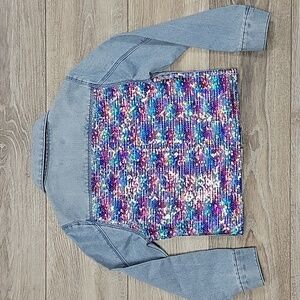 Squeeze Size Large - 10 Denim Jacket with Sequins Like New